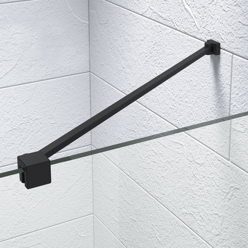 Kudos Showers Ultimate Matt Black 300mm Angled Glass to Wall Fixing Kit